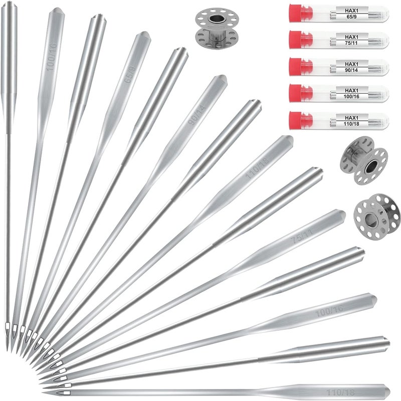 ONEHERE Sewing Machine Needles, Universal Sewing Machine Needle, Compatible with Singer, Brother, Janome, Varmax, Sizes HAX1 65/9, 75/11, 90/14, 100/16, 110/18 (50 PCS) - Image 1